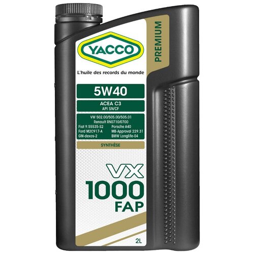 Синтетическое моторное масло Yacco VX 1000 FAP 5W40, 2 л