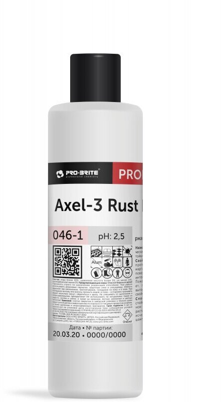 Профхим спец пятновывод кровь-ржавч Pro-Brite/AXEL-3 Rust Remover, 1л - фотография № 3