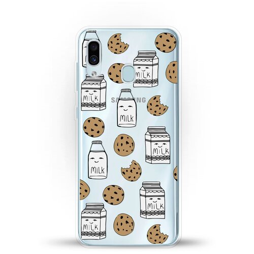 фото Силиконовый чехол молоко и печеньки на samsung galaxy a20 andy & paul