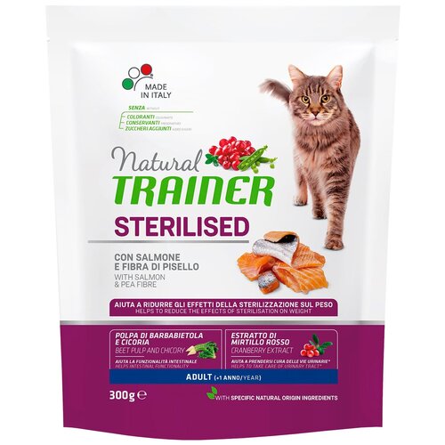 Корм Trainer Natural Sterilised для взрослых стерилизованных кошек с лососем 1.5 кг