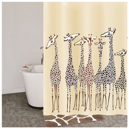 фото Штора для ванной iddis 570p18ri11 180x200 бежевый/коричневый