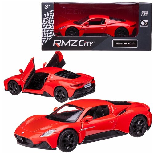 Машина металлическая RMZ City 1:32 Maserati MC 2020, инерционный механизм, двери открываются, красный цвет. машинка пожарная 25 см масштаб 1 38