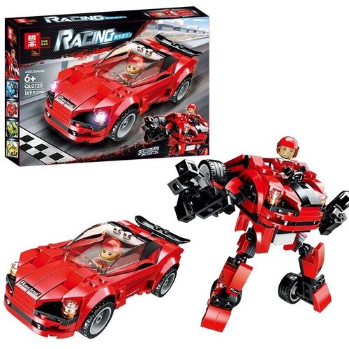Конструктор ZHEGAO RACING 2в1 машина робот-трансформер красный конструктор lanson toys мини автомобили 2в1 в ассортименте