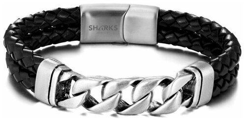 Браслет-цепочка Sharks Jewelry, размер 20.5 см, размер M, серебряный, черный