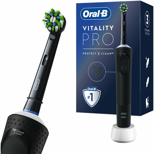 Зубная щетка электрическая ORAL-B (Орал-би) Vitality Pro, черная, 1 насадка