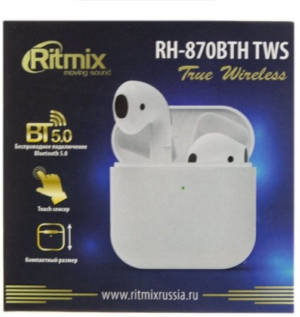 Наушники беспроводные RITMIX RH-870BTH TWS белый