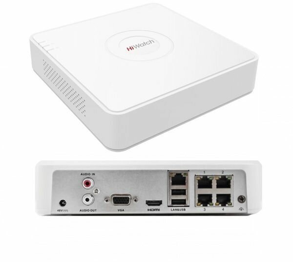 IP Видеорегистратор сетевой NVR HiWatch DS-N204P(С) POE на 4 камеры 4МП канал H.265+