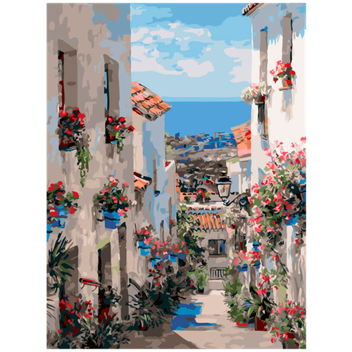 Картина по номерам Белоснежка Испания. Михас, раскраска, на картоне 30х40 см., городской пейзаж