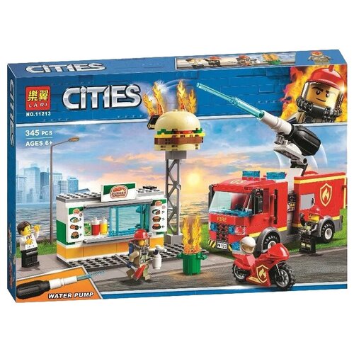 Конструктор Lari (Bela) Cities 11213 Пожар в бургер кафе, 345 дет. конструктор lego city fire 60214 пожар в бургер кафе 327 дет