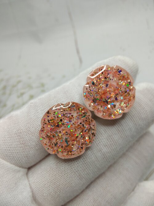 Серьги клипсы МастерРина, размер/диаметр 20 мм, розовый, белый