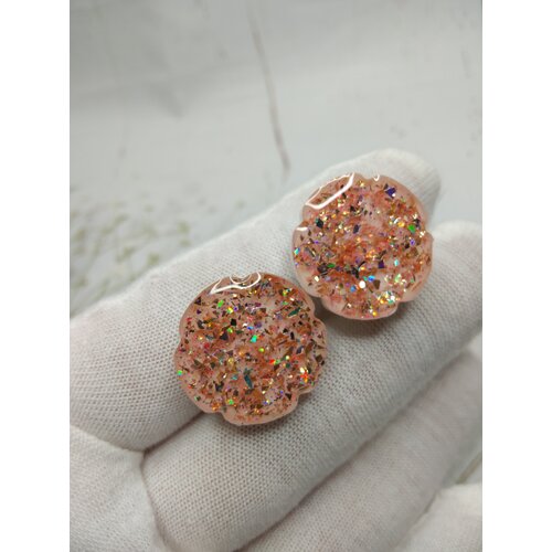 Серьги клипсы МастерРина, размер/диаметр 20 мм, розовый, белый