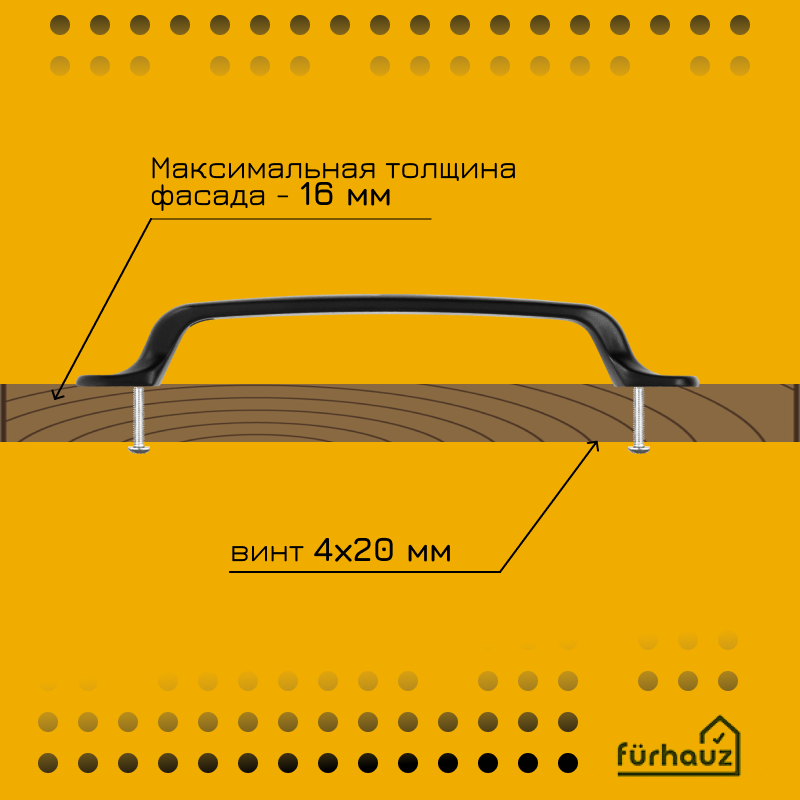 Ручка мебельная Furhauz скоба черная матовая 128 мм 2 шт - фотография № 3