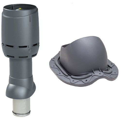 Комплект вентиляционного выхода Vilpe 125P/IS/500 FLOW для металлочерепицы Серый вентиляционный выход vilpe 125 из 500 серый