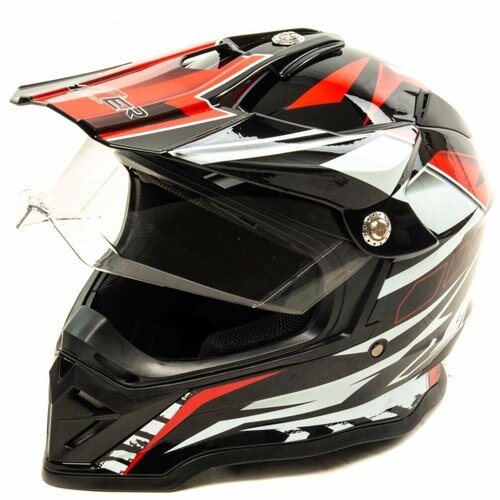 Шлем мото мотард HIZER B6197-1 #2 (XL) black/red/white