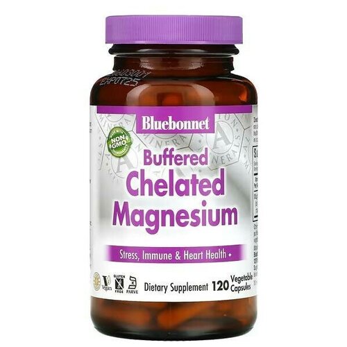 Bluebonnet Nutrition Buffered Chelated Magnesium (Буферизованный хелатный магний) 120 растительных капсул