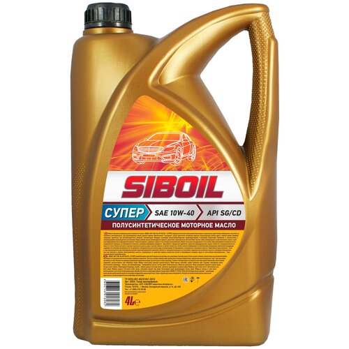 Полусинтетическое моторное масло SibOil СУПЕР SAE 10W-40, 4 л
