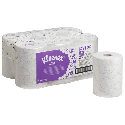 Купить 6781 Бумажные полотенца в рулонах Kleenex Ultra Slimroll белые двухслойные (6 рул х 100 м), белый, Туалетная бумага и полотенца