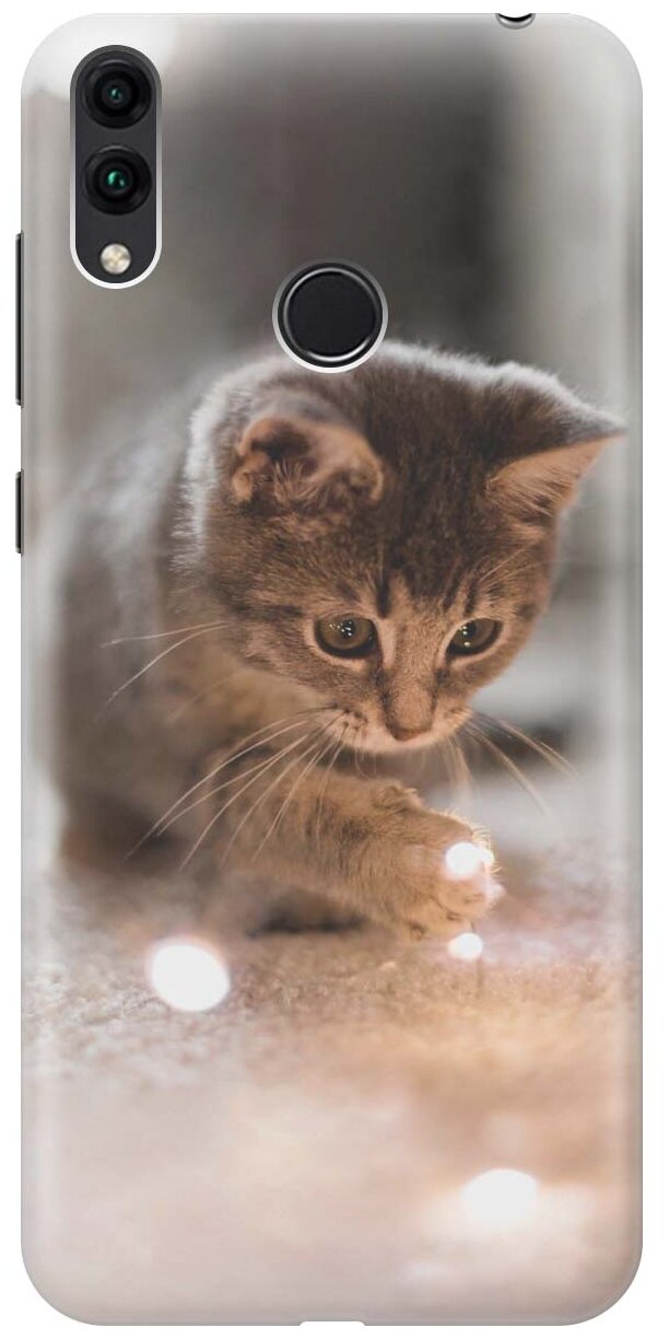 GOSSO Ультратонкий силиконовый чехол-накладка для Honor 8C с принтом "Котенок и свет"