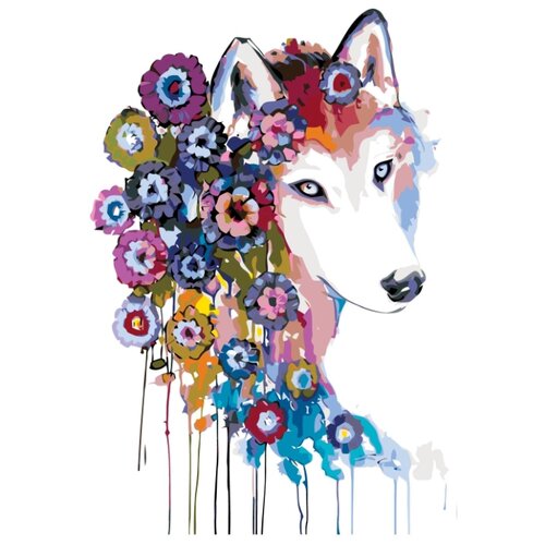 Цветочная собака Раскраска по номерам на холсте Живопись по номерам красная цветочная голова девушки раскраска картина по номерам на холсте