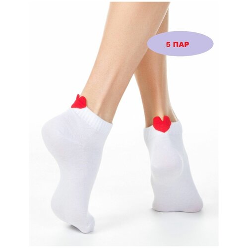 фото Носки женские короткие 5 пар белые amigobs