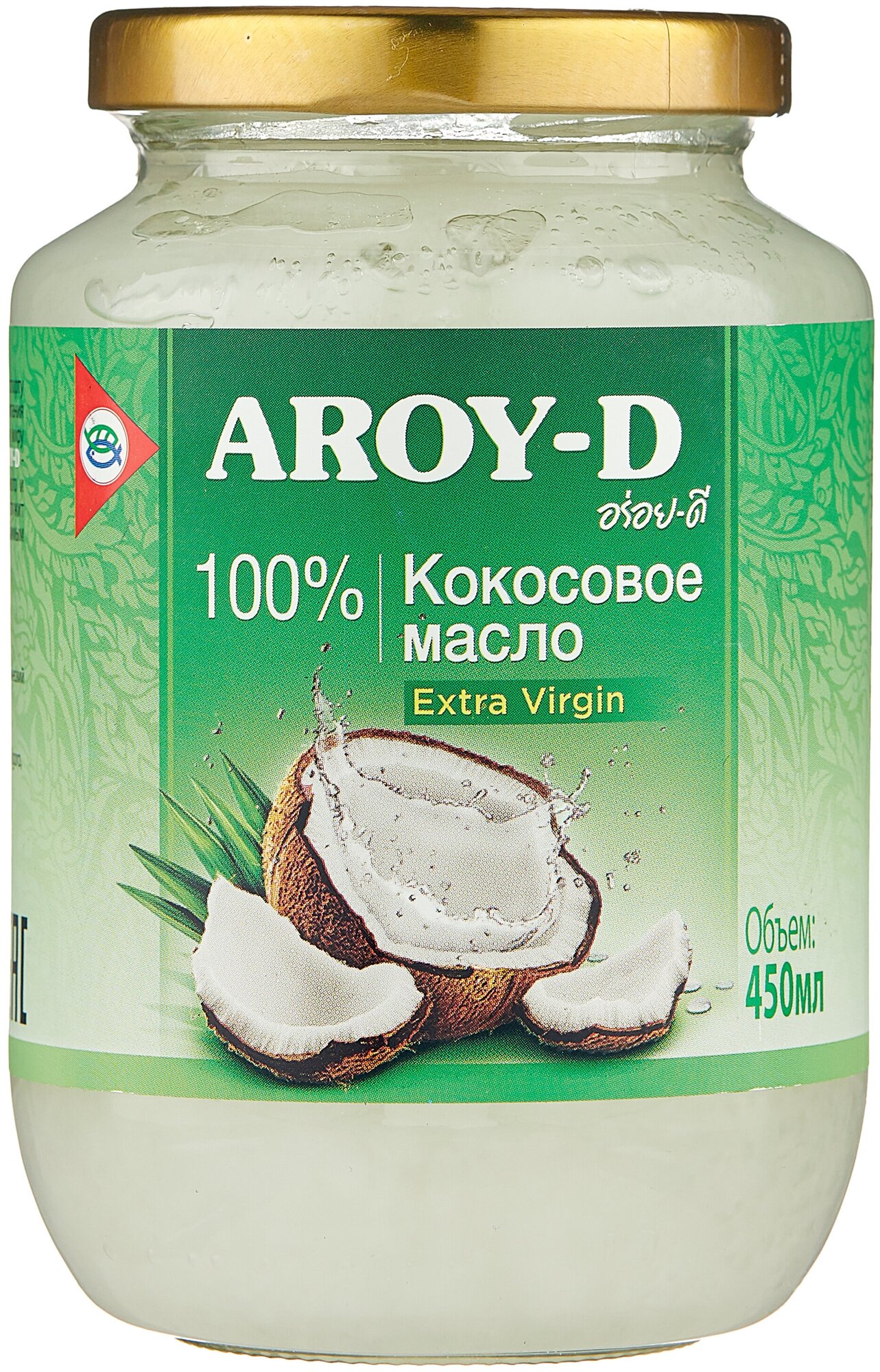 Масло кокосовое Aroy-D 100% extra virgin, 0.45 кг, 0.45 л