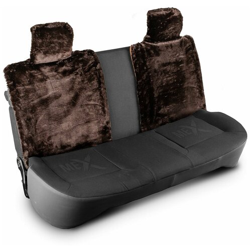 Меховые накидки на спинку заднего автокресла или сиденья заднего ряда из шоколадного мутона чехлы универсальные с нескользящим подкладом 2580₽