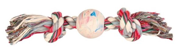Канат для собак TRIXIE Верёвка с мячом (3267), разноцветный, 1шт.