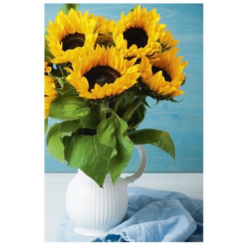 Алмазная мозаика с полным заполнением «Подсолнухи» 20х30 см, на подрамнике