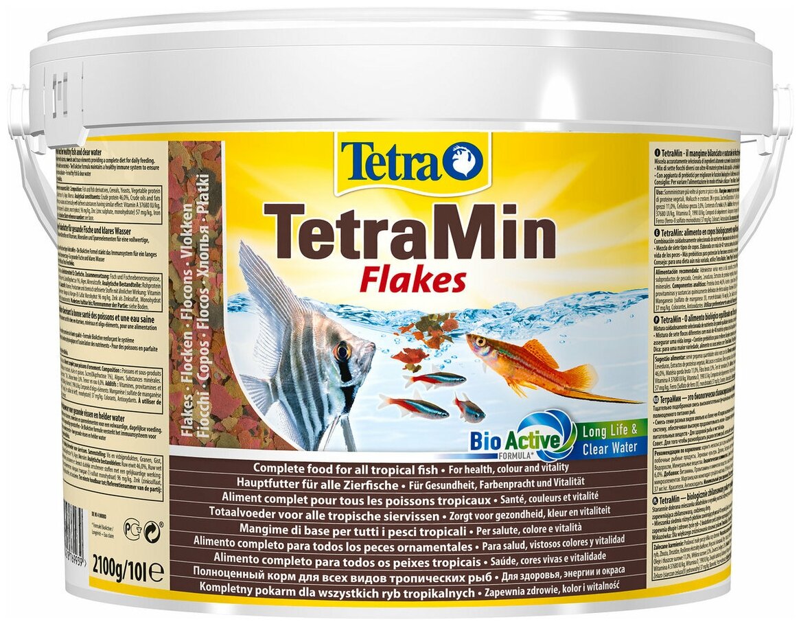 Сухой корм для рыб Tetra TetraMin flakes, 10 л, 2.1 кг