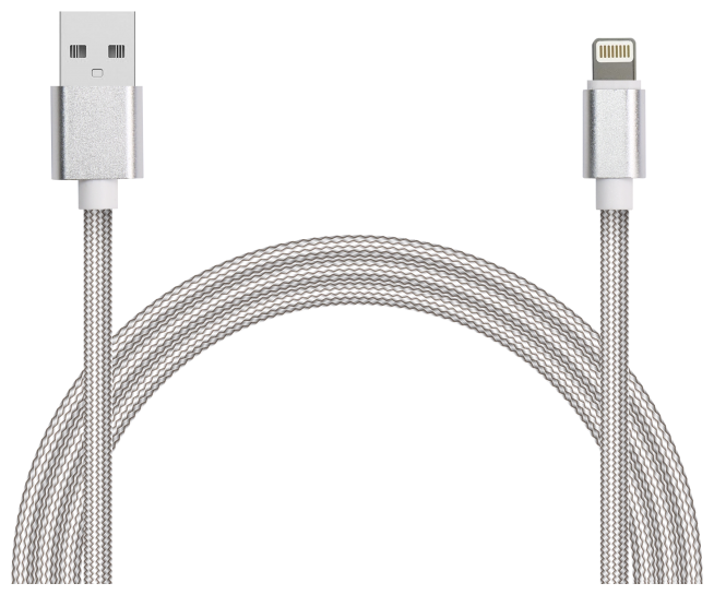 Дата-кабель USB с разъемом 8-pin для Apple 2м, Jet.A JA-DC44 2А белый в оплетке