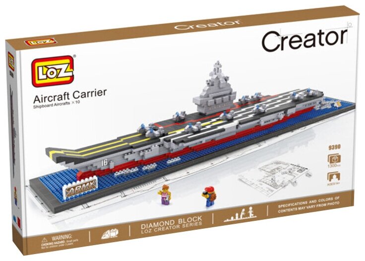 Конструктор LOZ Авианосец Ляонин 1300 деталей NO. 9390 Liaoning aircraft carrier Creator Series