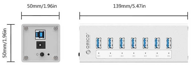 USB-концентратор ORICO A3H7, разъемов: 7, черный - фото №3