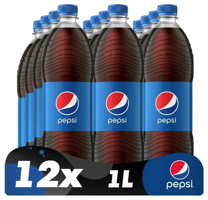 Газированный напиток Pepsi 1 л по 12 шт - фотография № 1