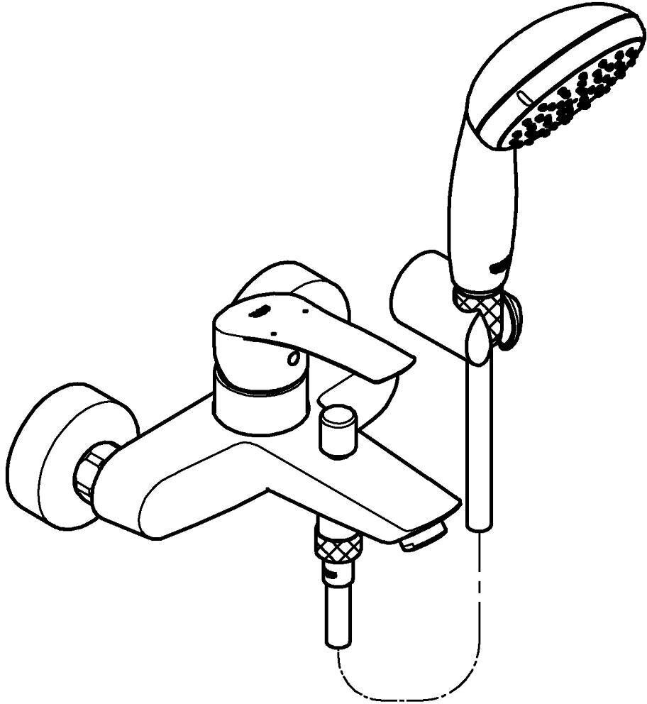 Смеситель для ванны Grohe Eurosmart с душем, хром (33302003) - фотография № 3