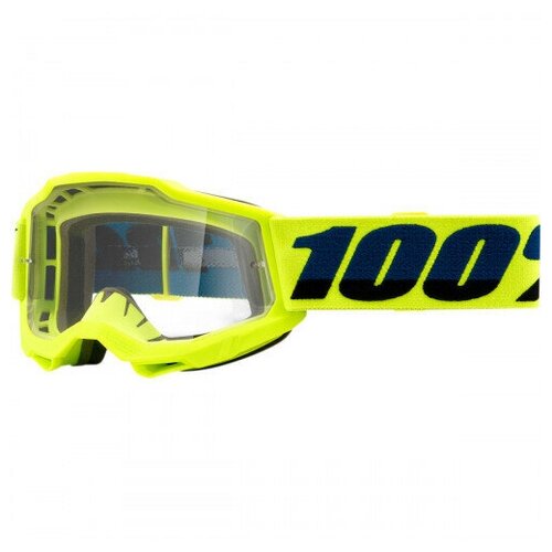 Кроссовые очки, маска 100% Accuri 2 Goggle, желтый неон, с прозрачным стеклом.