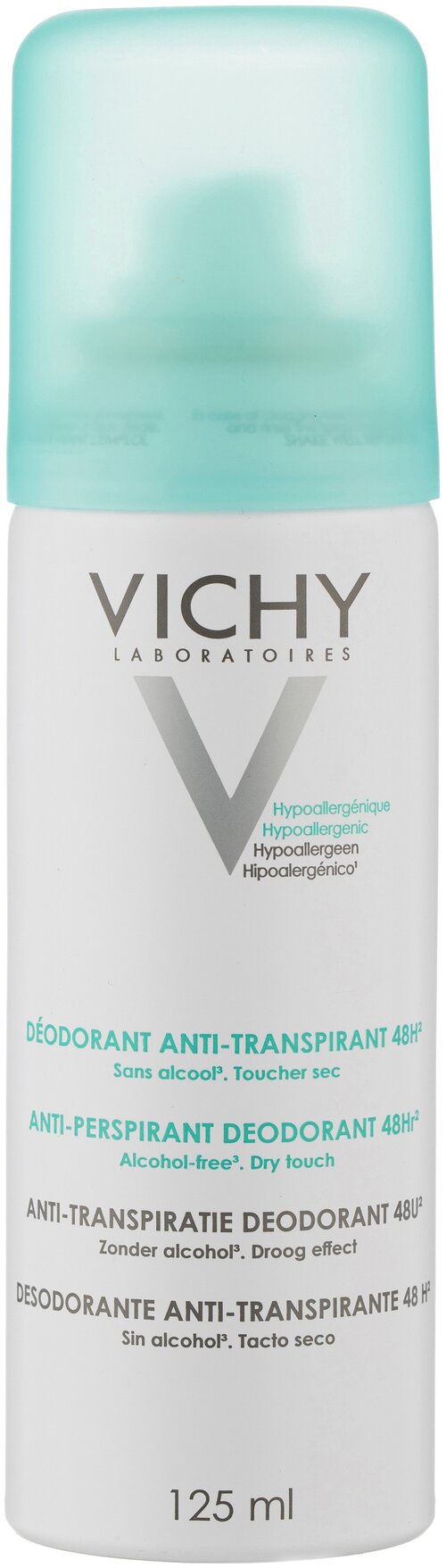 Vichy Дезодорант-антиперспирант регулирующий избыточное потоотделение, спрей, флакон, 125 мл, 125 г
