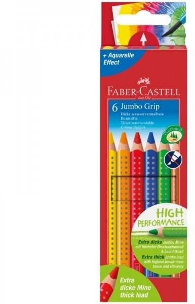 Faber-Castell Набор цветных карандашей "Jumbo Grip", 06цв, трехгр, утолщен, заточен, картон sela25