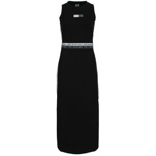 Платье EA7, хлопок, макси, размер 48, черный