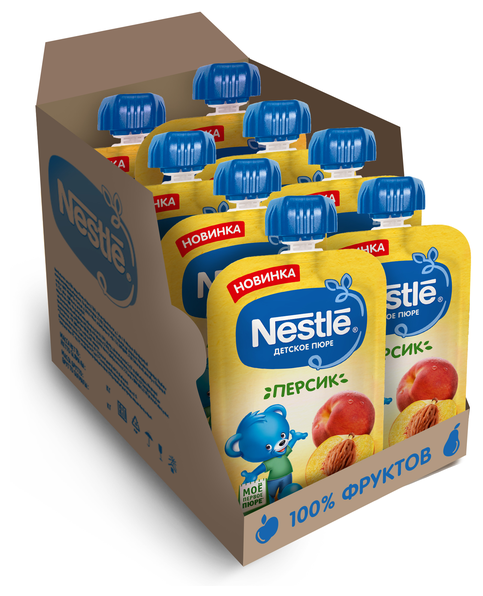 Пюре Nestlé персик, с 4 месяцев, 90 г, 8 шт.