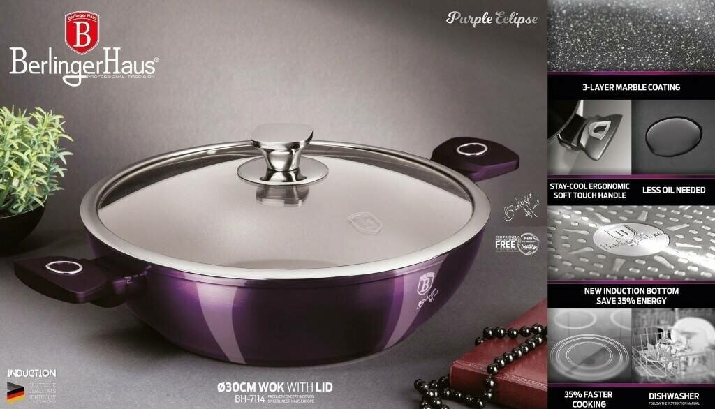 Сотейник-жаровня с крышкой 28см 3,2 л. Berlinger Haus Purple Eclips BH-7114