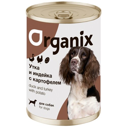 Влажный корм для собак ORGANIX утка, индейка, с картофелем 1 уп. х 2 шт. х 400 г