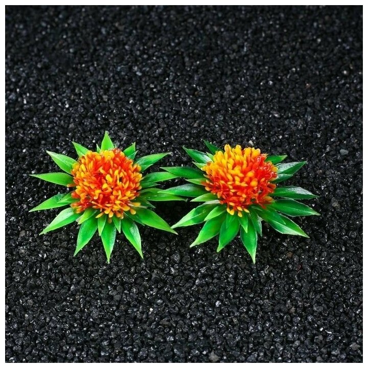 Растение искусственное аквариумное, 7,5 х 4,5 см, оранжевый, 1 набор - фотография № 1