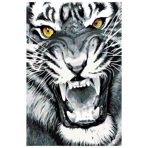 Картина по номерам Ярость тигра, 40x60 см