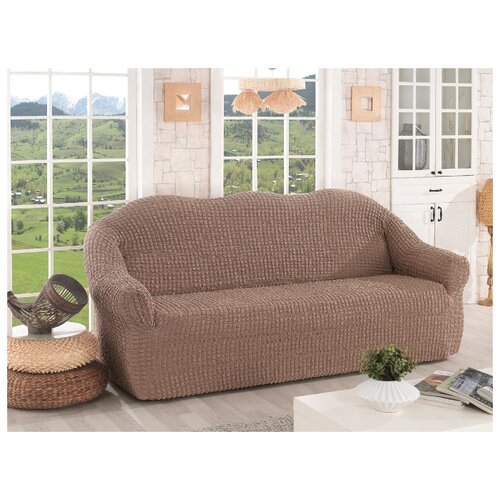 фото Чехол для дивана "karna" без юбки, трехместный; кофейный ; размер: 3-х местный диван