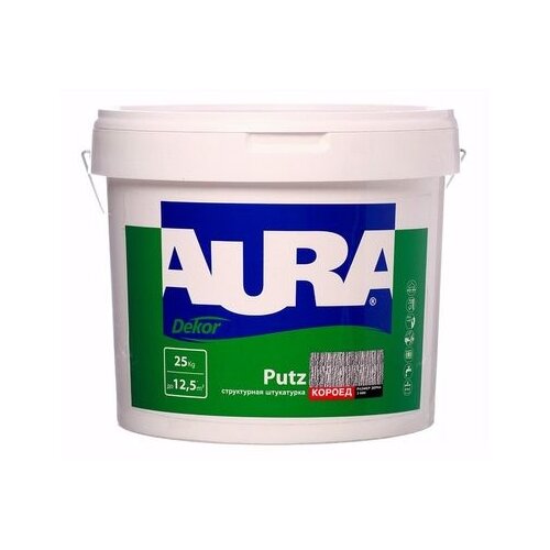 Декоративное покрытие Aura Dekor Putz короед 3.0, 3 мм, белый, 25 кг декоративное покрытие perfekta короед 2 мм белый 25 кг 64 л