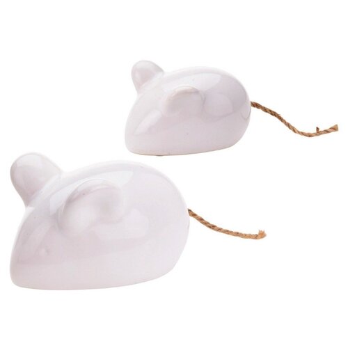 фото Набор фигурок стильные мышки, керамика, белый, 7-10 см (2 шт.), koopman international apf998300