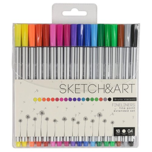 Набор линеров для скетчинга SKETCH&ART в ПВХ кармане 0.4 мм 18 цв 36-0012