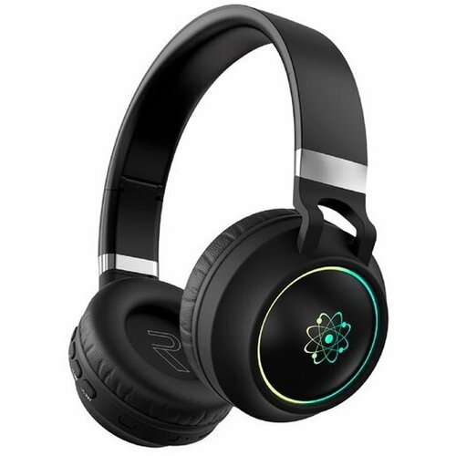 Наушники Atom беспроводные накладные микрофон FM microSD300мАч подсветка черные 223300₽