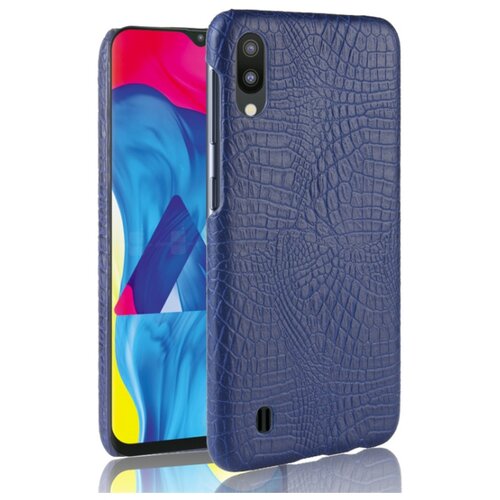 фото Чехол-панель mypads для samsung galaxy m10 sm-m105f (2019) тонкий задний бампер на пластиковой основе с отделкой под кожу крокодила синий