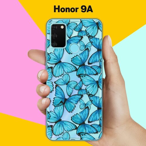 Силиконовый чехол Бабочки на Honor 9A силиконовый чехол на honor 9a хонор 9а сиреневая цветочная рамка прозрачный